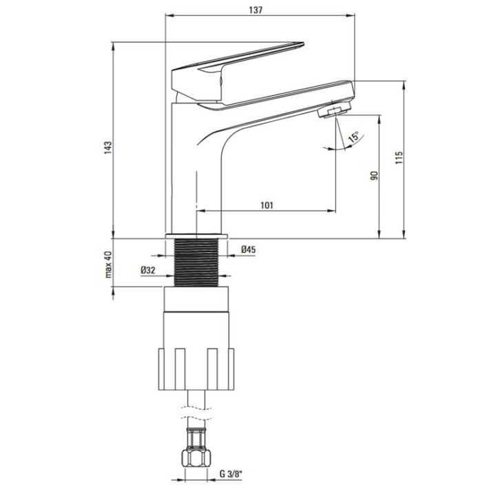 Zestaw prysznicowy 3-funkcyjny z drążkiem, Deante Jasmin, nero
