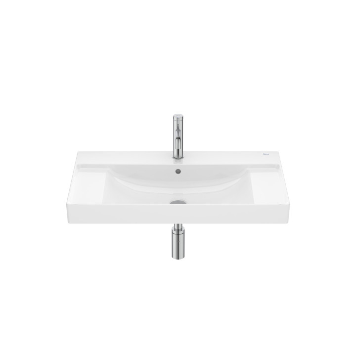 Umywalka ścienna prostokątna Roca Ona Fineceramic, 80x46cm, z przelewem,  czarny mat