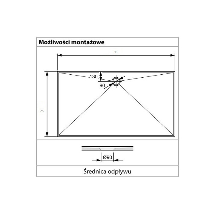 Brodzik Huppe Purano prostokątny 750x900 mm