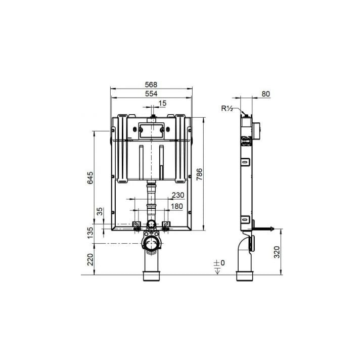 Stelaż podtynkowy dla pisuaru Villeroy & Boch ViConnect, wysokość 1120mm, system ProDetect