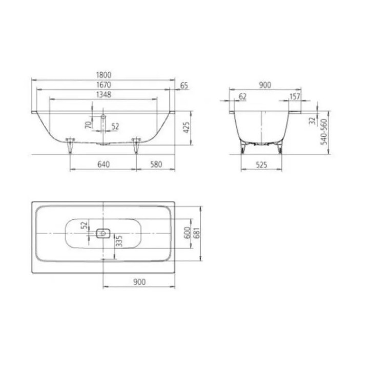 Wanna stalowa Kaldewei Centro Duo 2 1135 180x80 cm - biała