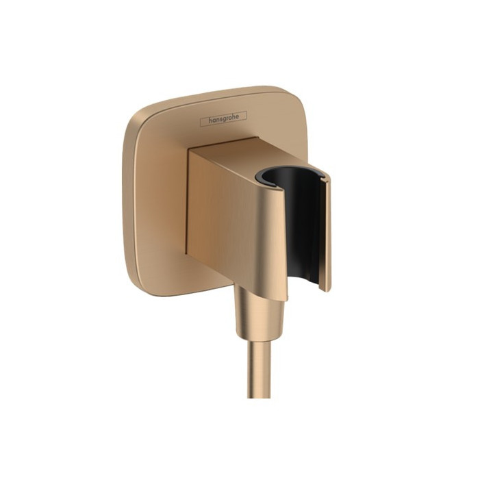 Przyłącze wody Hansgrohe FixFit Q, z uchwytem prysznicowym, złoty optyczny polerowany