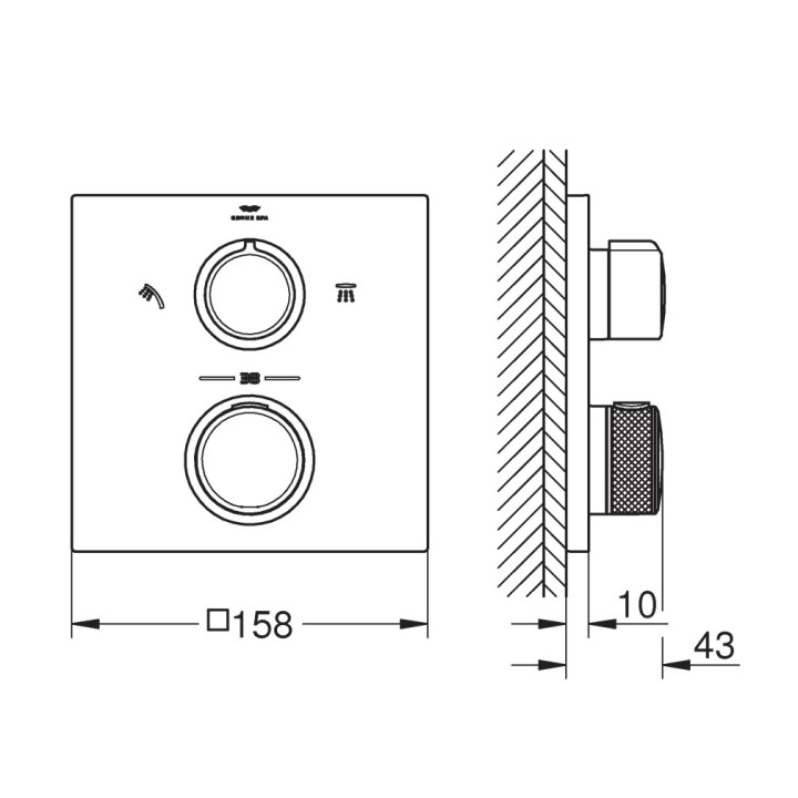 Termostatyczna bateria prysznicowa Grohe Allure, podtynkowa, 1 wyjście wody, chrom