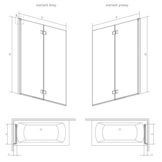 Parawan nawannowy Radaway Nes PNJ 100, lewy, szkło przejrzyste, 100x150cm, profil chrom