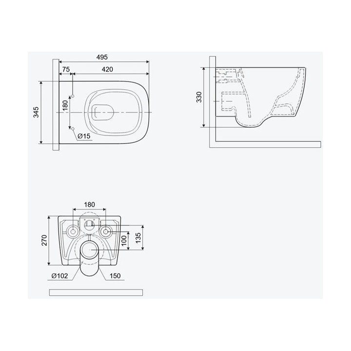 Bidet wiszący Excellent Doto, 53,5x37cm, biały