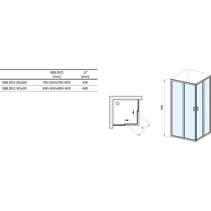 Ścianka stała BLPS-90 Ravak Blix, satyna + transparent