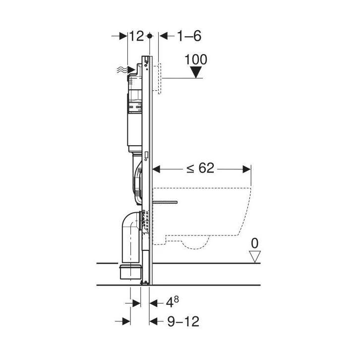 Stelaż podtynkowy Geberit DuofixBasic H112 do WC, UP100, Delta