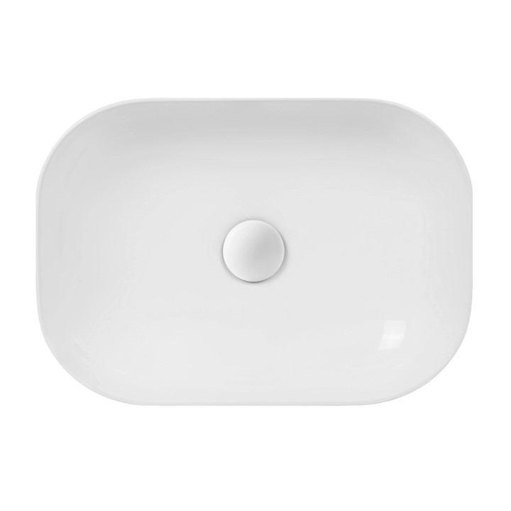 Umywalka nablatowa Corsan Lugo okrągła 35,5x12 cm z korkiem klik-klak białym