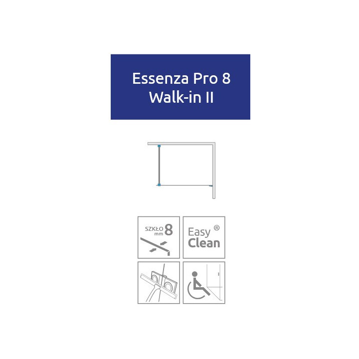 Drzwi prysznicowe walk-in Radaway Essenza Pro 8 Gold, 50x200cm, szkło przejrzyste, profil złoty