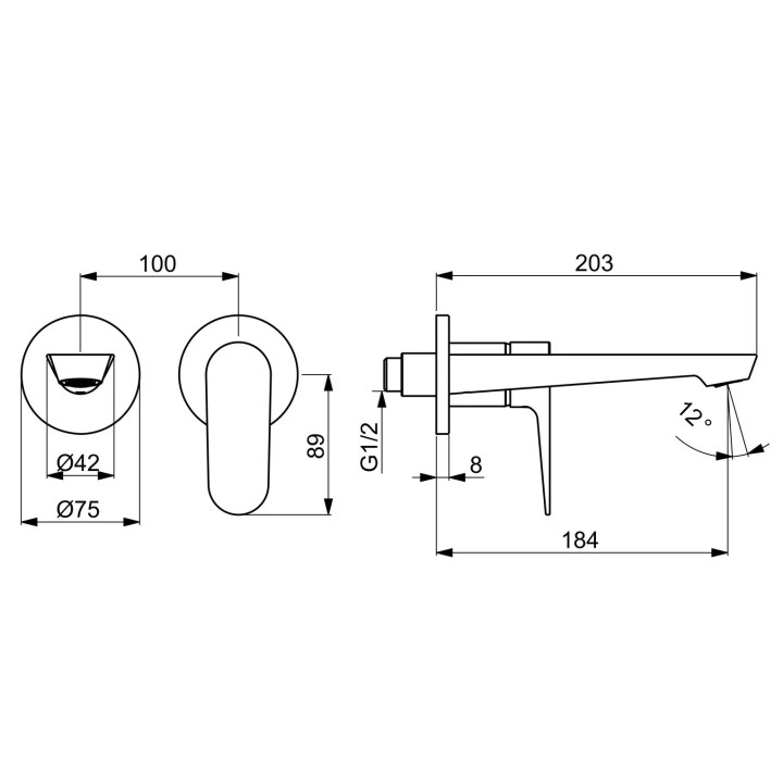 Bateria umywalkowa HansaGenesis, element natynkowy, wylewka 20,3 cm - chrom