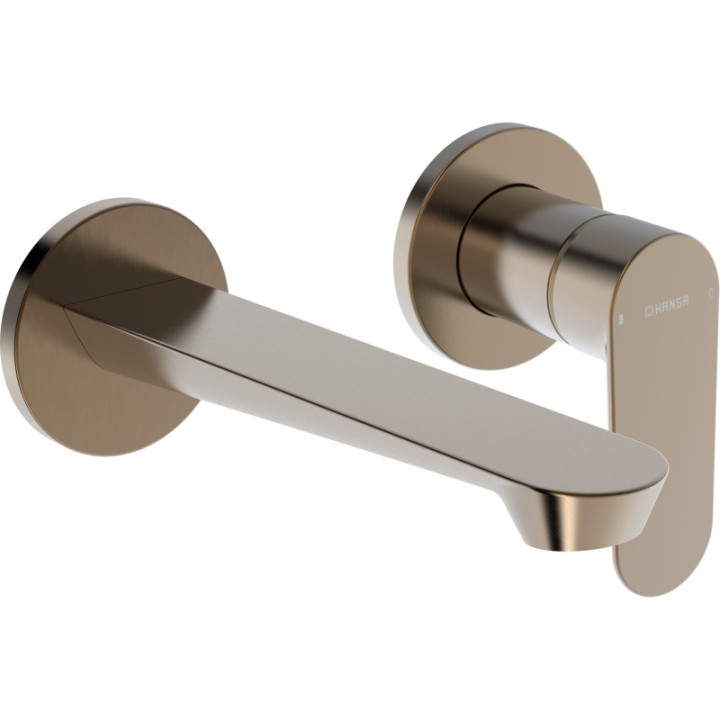 Bateria umywalkowa HansaGenesis, element natynkowy, wylewka 20,3 cm - stal szczotkowana