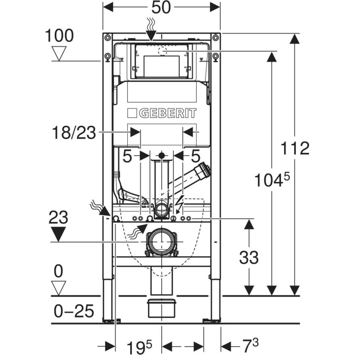 Stelaż Geberit Sigma UP320 element montażowy do WC, z odciągiem bocznym, H112