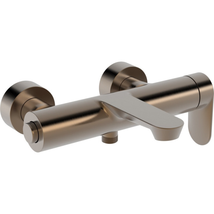 Bateria wannowo-natryskowa HansaGenesis, jednouchwytowa, montaż naścienny - stal szczotkowana