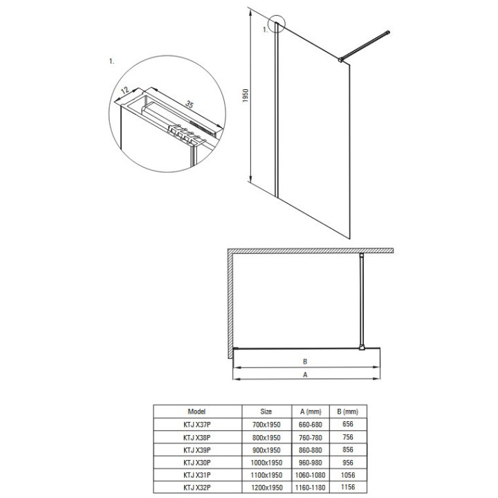Drzwi prysznicowe Deante Kerria Plus 120 cm - przesuwne