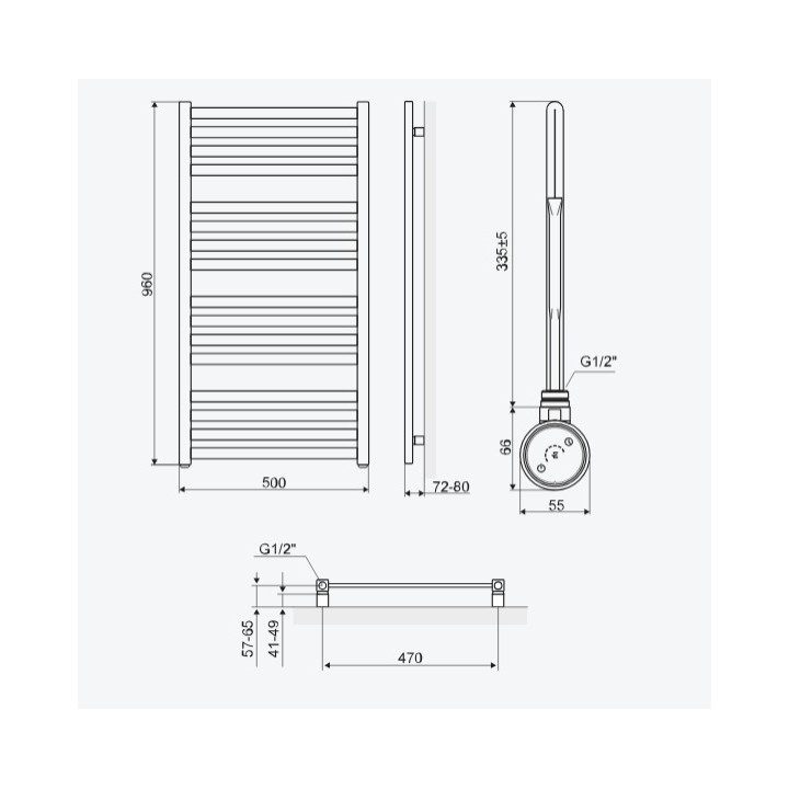 Grzejnik łazienkowy Excellent Horos 96 960x500, szary metalik
