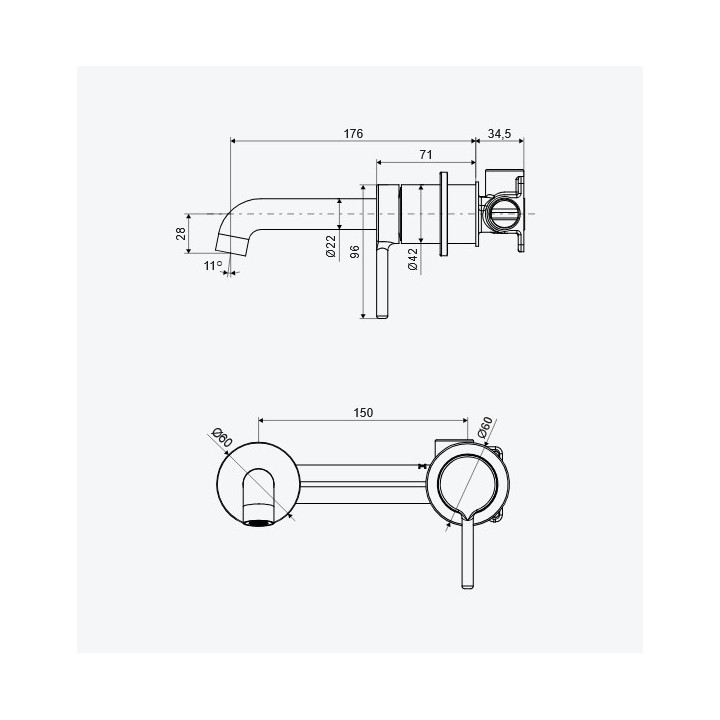 Jednouchwytowa, podtynkowa bateria umywalkowa Excellent Keira - czarna