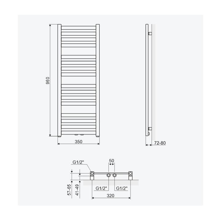 Grzejnik łazienkowy Excellent Horos 96 960x500, white soft