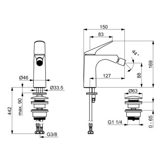 Bateria umywalkowa HansaGenesis, stojąca, jednouchwytowa - chrom