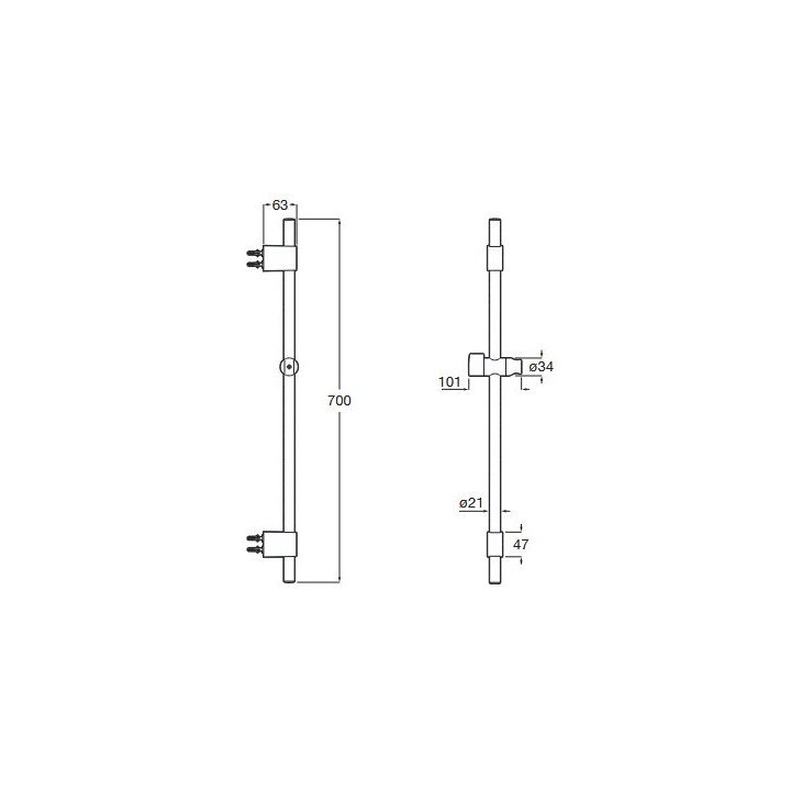 Drążek prysznicowy Roca Stella chrom, 900 mm, mocowanie słuchawki