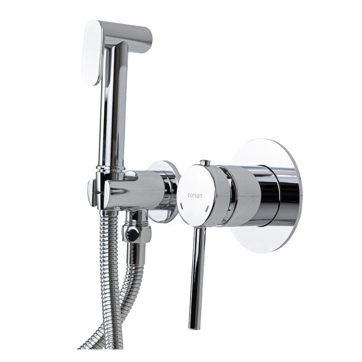 Zestaw prysznicowy z baterią podtynkową i prysznicem Corsan Ango,deszczownica okrągła śr. 25cm, czarny