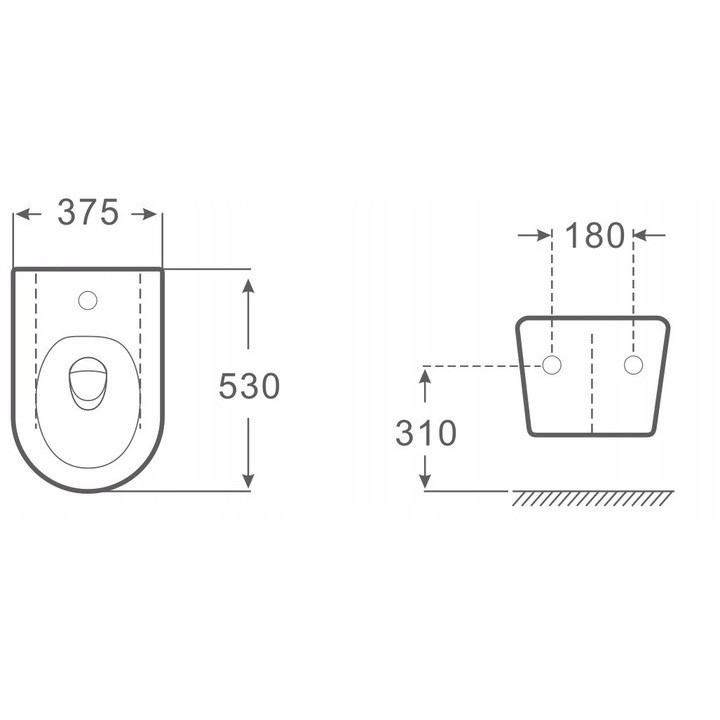 Misa WC Corsan Intero wisząca 52x36 cm, bezkołnierzowa, z wypinaną wolnoopadającą deską sedesową - biała