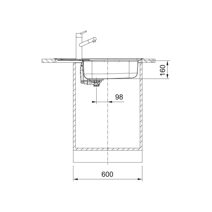 Zlewozmywak Franke Eurostar ETL 611-58 do zabudowy, jednokomorowy,stal szlachetna len