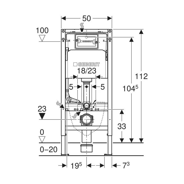 Stelaż podtynkowy Geberit Duofix Basic do WC wiszącego, UP100 ze wspornikami