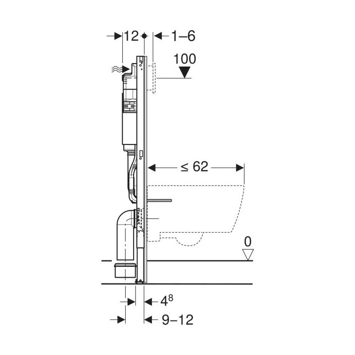 Stelaż podtynkowy Geberit Duofix Basic do WC wiszącego, UP100 ze wspornikami