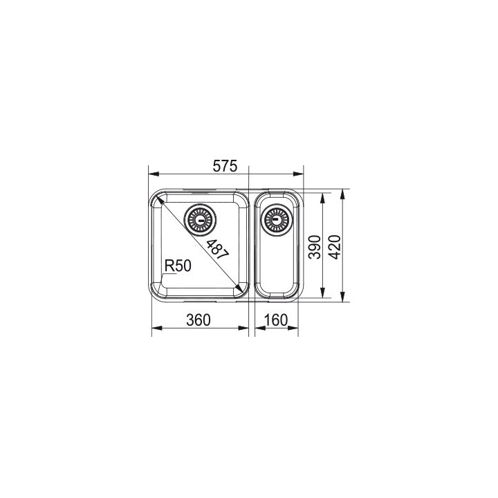 Zlewozmywak Franke Armonia AMX 160 podblatowy, półtorakomorowy, 58x45 cm - stal szlachetna jedwab