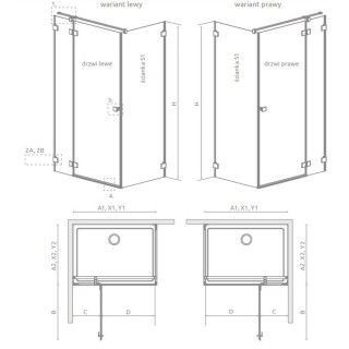 Część prawa kabiny Radaway Essenza Pro Black PDD, 1000x2000mm, szkło przejrzyste, złoty profil