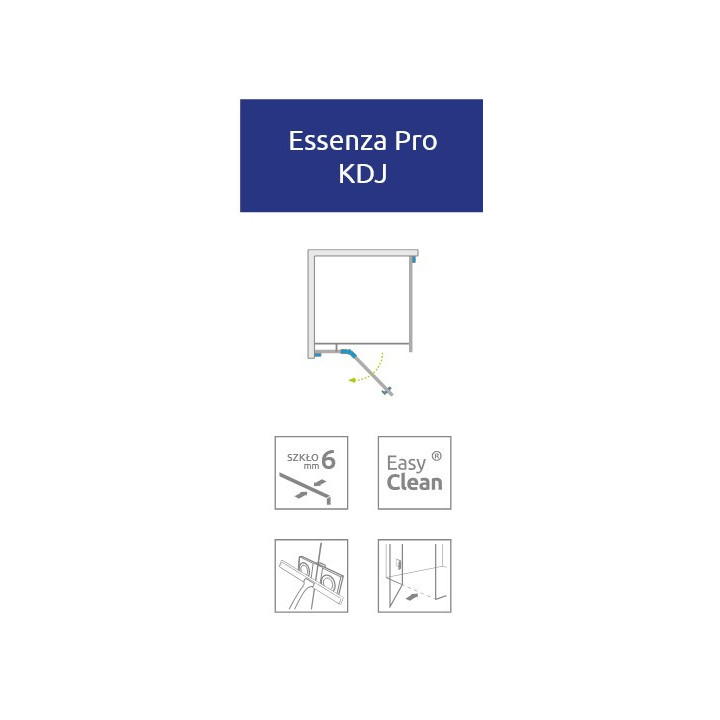 Część prawa kabiny Radaway Essenza Pro Black PDD, 1000x2000mm, szkło przejrzyste, złoty profil