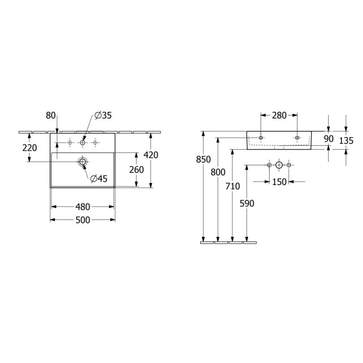 Umywalka Villeroy&Boch Memento 2.0 prostokątna 50x42cm
