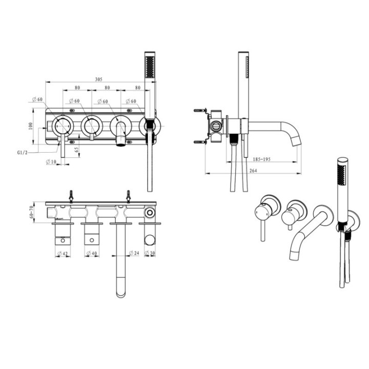 Bateria umywalkowa Emporia Fly, jednouchwytowa - czarny mat