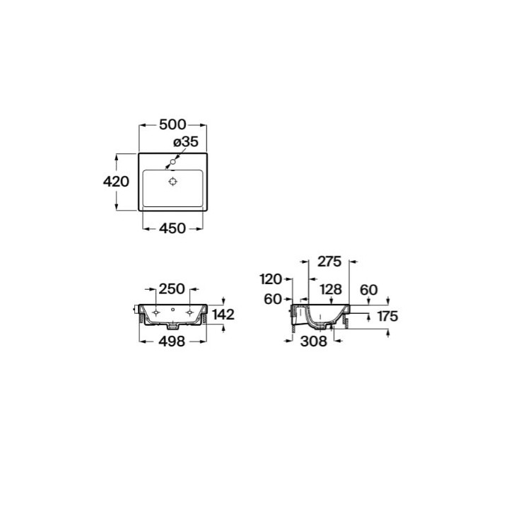 Umywalka ścienna Roca Gap, 80x46cm, z przelewem, otwór na baterię SUPRAGLAZE, biała