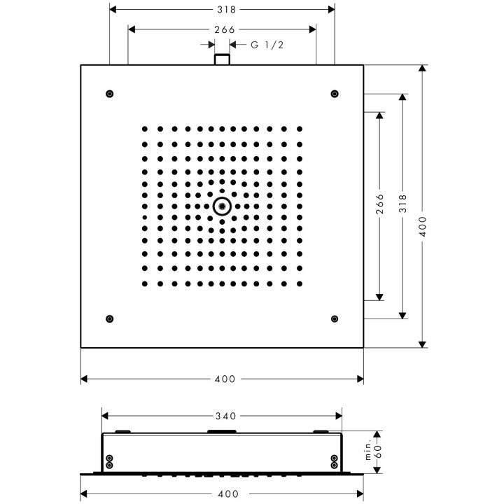 Deszczownica Hansgrohe Raindance E EcoSmart 40 cm kwadratowa sufitowa chrom 