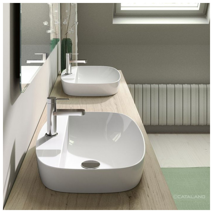 Umywalka wpuszczana w blat Catalano Green Lux 65x42 cm otwór na baterię, bez przelewu, biała - sanitbuy.pl