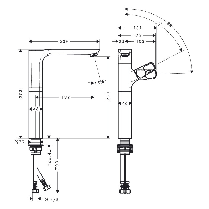 Bateria Axor Urquiola umywalkowa jednouchwytowa- sanitbuy.pl