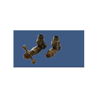 Zestaw grzejnikowy Schlosser Elegant Style kątowy, antyczny mosiądz do rur z miedzi- sanitbuy.pl