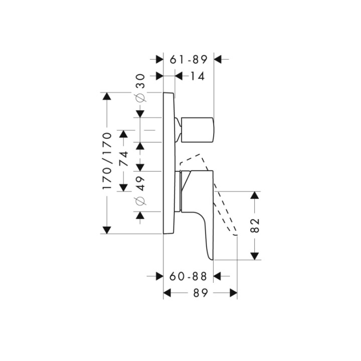 Bateria Axor Citterio M wannowa podtynkowa, element zewnętrzny- sanitbuy.pl