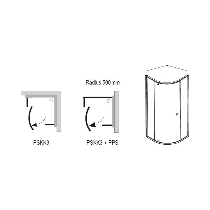 Kabina półokrągła PSKK3-90 Ravak Pivot obrotowa piwotowa- sanitbuy.pl