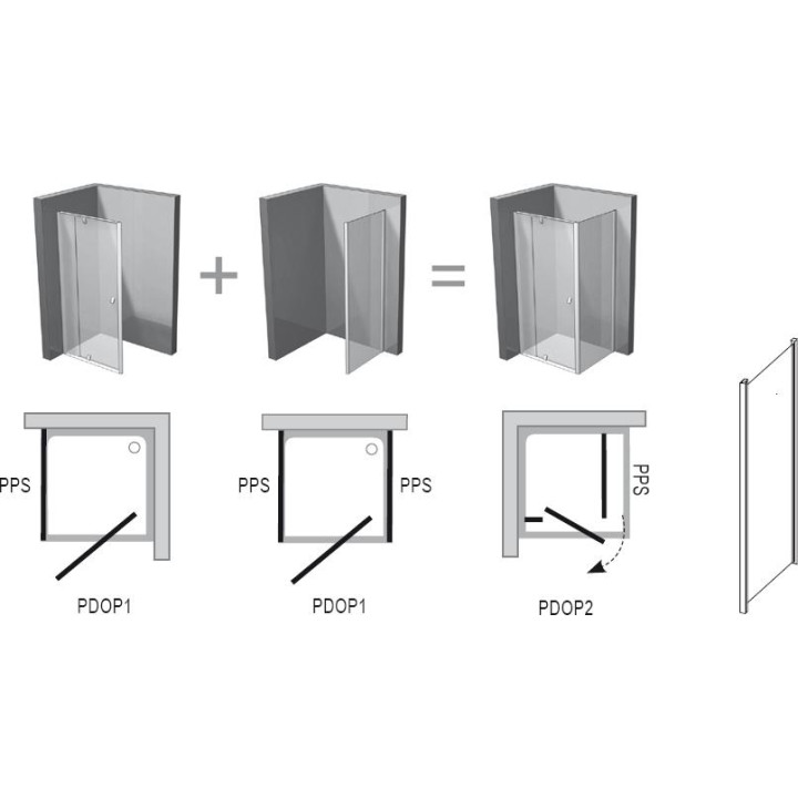 Ścianka stała PPS-90 Ravak Pivot, biała + transparent- sanitbuy.pl