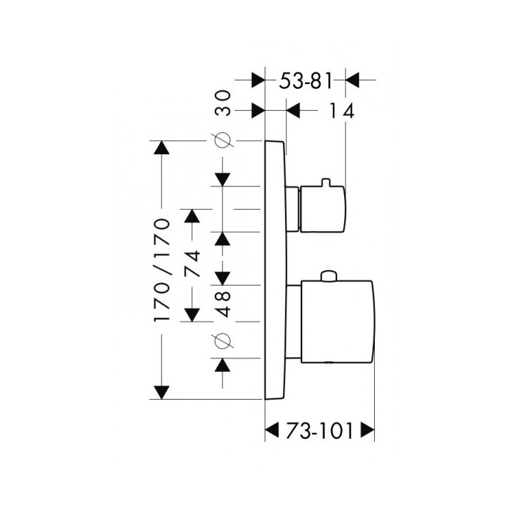 Bateria Axor Citterio M wannowa termostatowa podtynkowa z zaworem odcinającym, element zewnętrzny- sanitbuy.pl