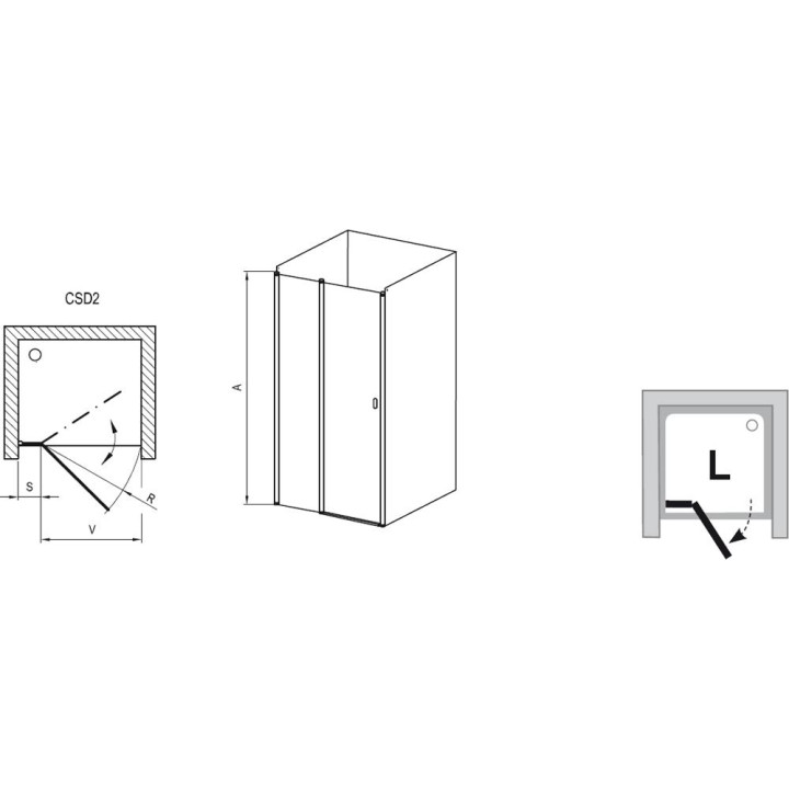 Drzwi wnękowe CSD2-110 Ravak Chrome dwuelementowe, połysk + transparent- sanitbuy.pl