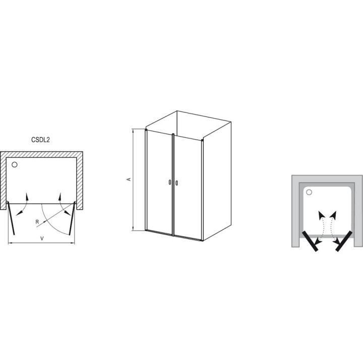 Drzwi wnękowe CSDL2-120 Ravak Chrome dwuelementowe, połysk + transparent- sanitbuy.pl