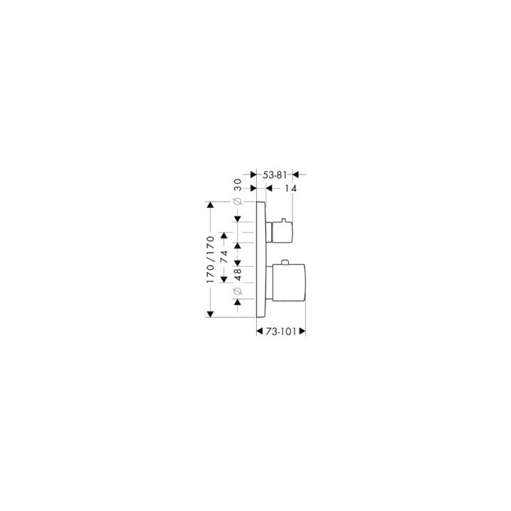 Bateria Axor Citterio M wannowa termostatowa podtynkowa z zaworem odcinająco-przełączającym, element zewnętrzny- sanitbuy.pl