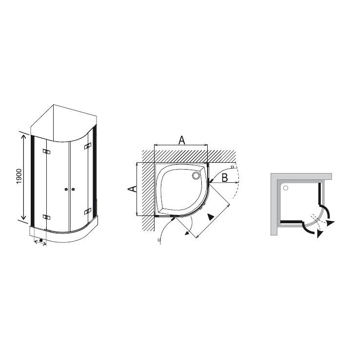 Kabina półokrągła SMSKK4-90 Ravak SmartLine czteroelementowa, chrom + transparent- sanitbuy.pl