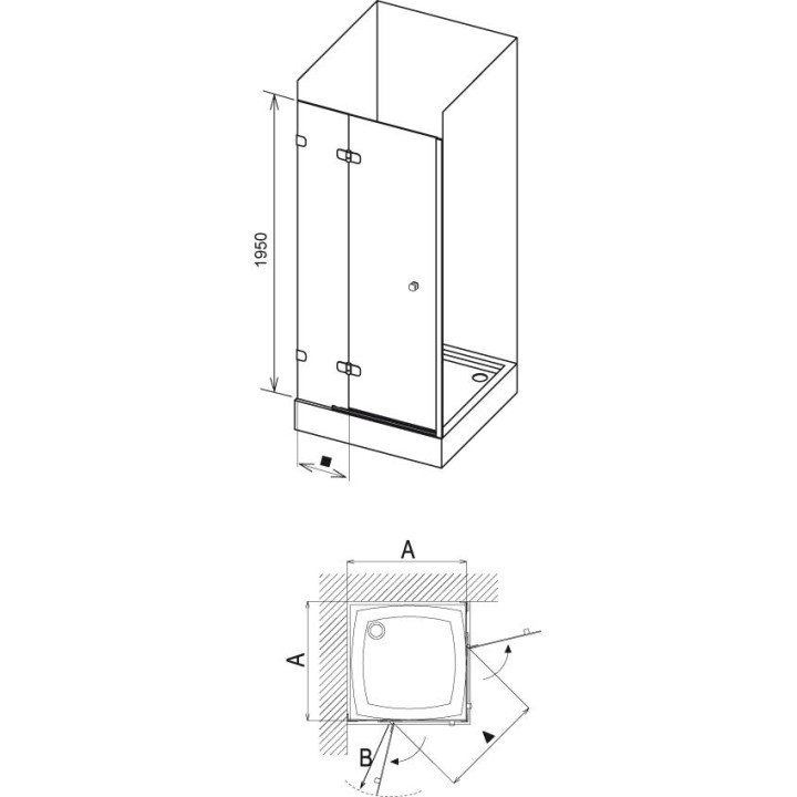Drzwi prysznicowe BSD2-90 L Ravak Brilliant dwuelementowe - wersja lewa, chrom + transparent- sanitbuy.pl