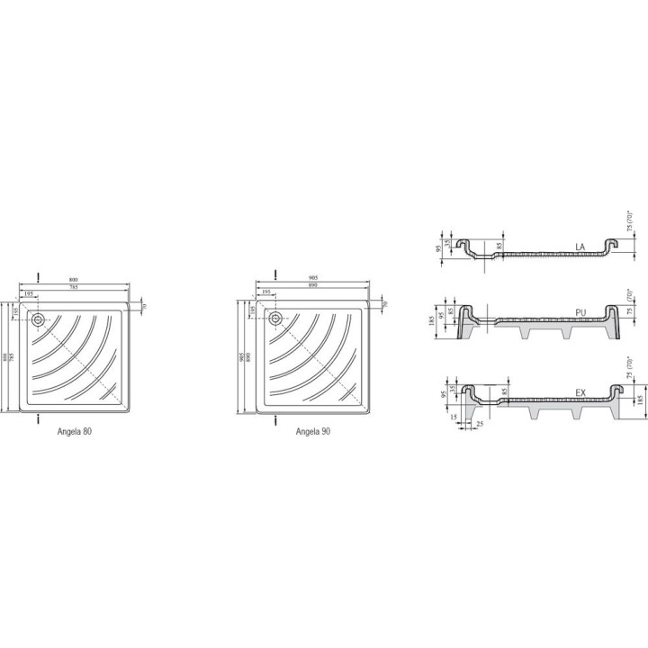 Brodzik kwadratowy Ravak Angela 90 cm- sanitbuy.pl