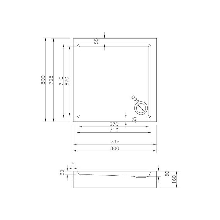 Brodzik kwadratowy Ravak Angela Basic 90 cm- sanitbuy.pl