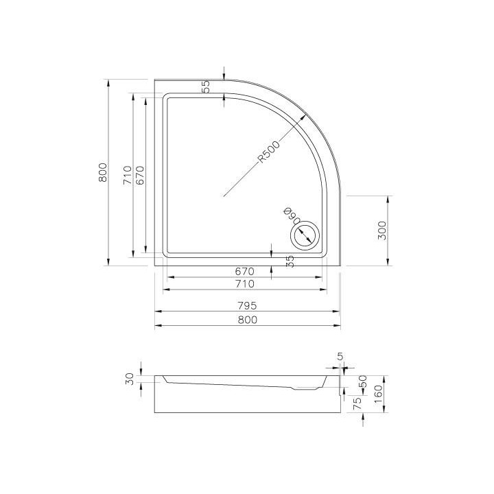 Brodzik półokrągły Ravak Ronda Basic 90- sanitbuy.pl